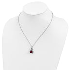 Cheryl M 925 Sterling Silver Lab Created Ruby and CZ Necklace 18 Inches x 12 mm