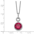 Cheryl M 925 Sterling Silver Lab Created Ruby and CZ Necklace 18 Inches x 12 mm