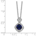 Cheryl M 925 Sterling Silver Rhodium Plated Blue Glass and CZ Necklace 18 Inches x 10 mm