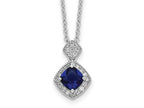 Cheryl M 925 Sterling Silver Rhodium Plated Blue Glass and CZ Necklace 18 Inches x 10 mm