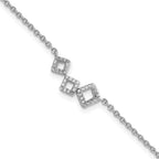 Cheryl M 925 Sterling Silver Fancy Geometric CZ  Anklet 10 Inches x 8 mm