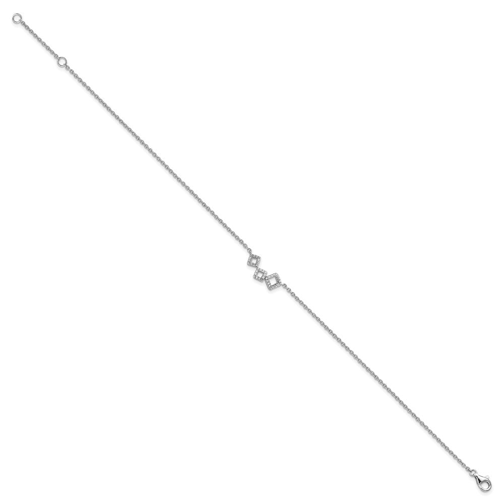 Cheryl M 925 Sterling Silver Fancy Geometric CZ  Anklet 10 Inches x 8 mm