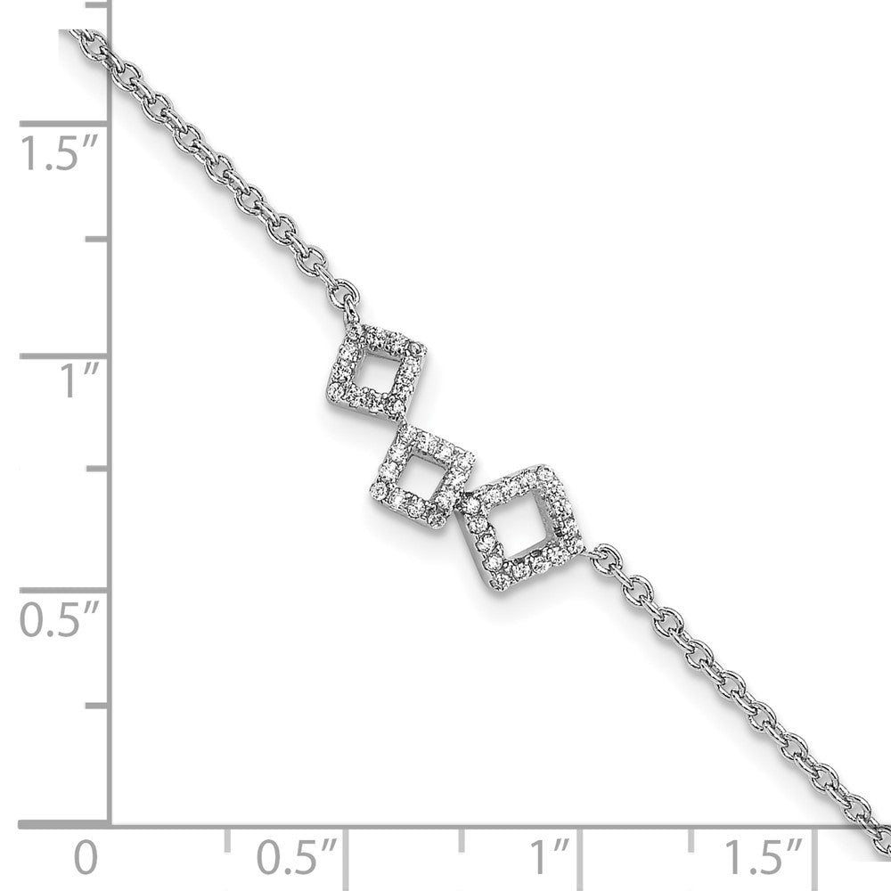 Cheryl M 925 Sterling Silver Fancy Geometric CZ  Anklet 10 Inches x 8 mm