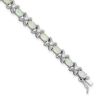 Cheryl M 925 Sterling Silver Fancy XO Created Opal and CZ Bracelet 7.25 Inches x 6.5 mm