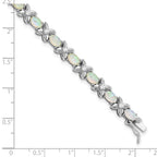 Cheryl M 925 Sterling Silver Fancy XO Created Opal and CZ Bracelet 7.25 Inches x 6.5 mm