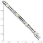 Cheryl M 925 Sterling Silver Rhodium Plated Fancy Created Opal and CZ Bracelet 7.5 Inches x 4.9 mm