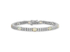 Cheryl M 925 Sterling Silver Rhodium Plated Fancy Created Opal and CZ Bracelet 7.5 Inches x 4.9 mm