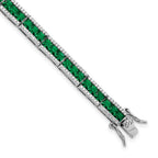Cheryl M 925 Sterling Silver Fancy Rhodium Plated Green Crystal and CZ Bracelet 7.25 Inches x 5.6 mm