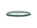 Cheryl M 925 Sterling Silver Fancy Rhodium Plated Green Crystal and CZ Bracelet 7.25 Inches x 5.6 mm