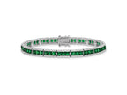 Cheryl M 925 Sterling Silver Fancy Rhodium Plated Green Crystal and CZ Bracelet 7.25 Inches x 5.6 mm