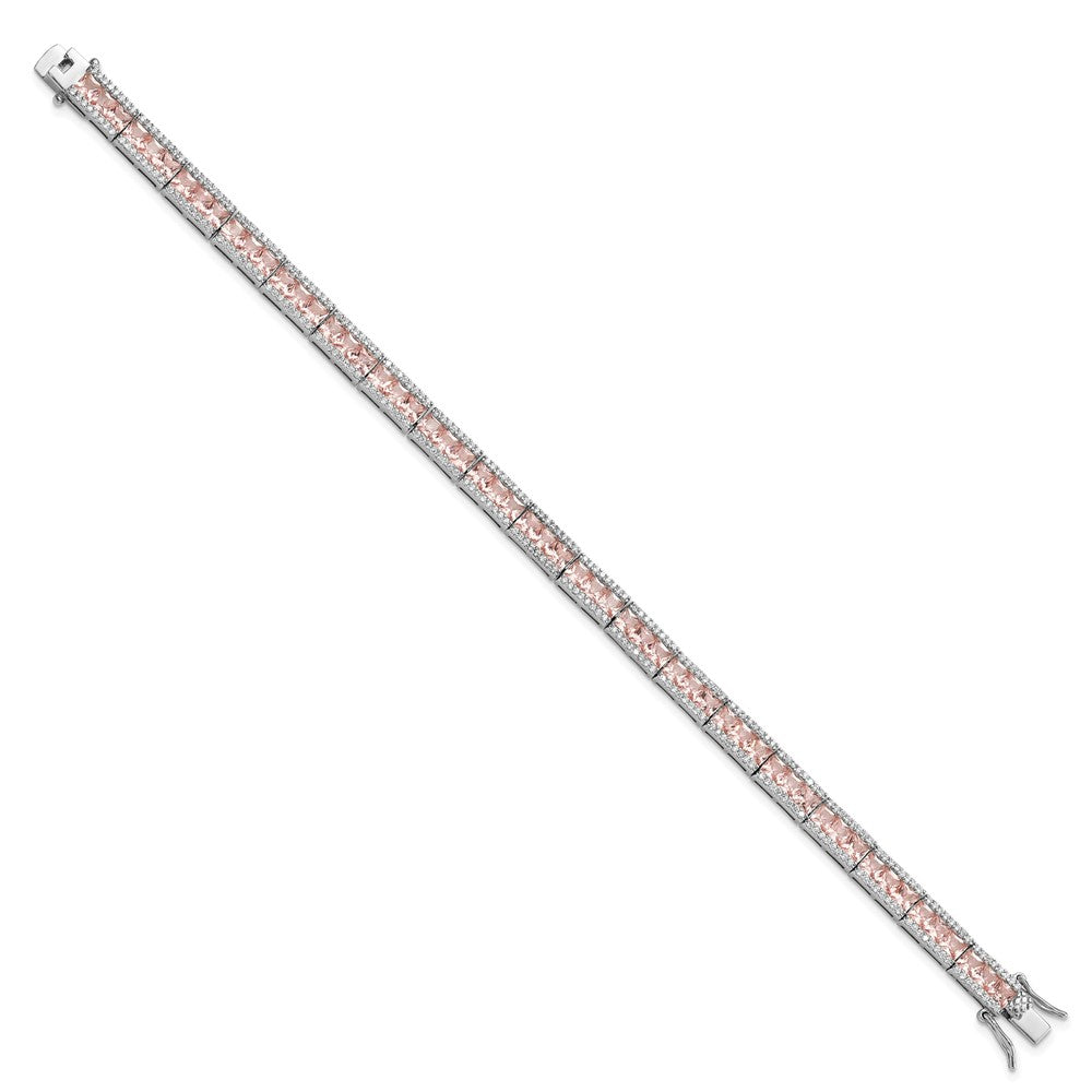 Cheryl M 925 Sterling Silver Fancy Pink Nano Crystal and CZ Bracelet 7.25 Inches x 5.6 mm