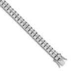 Cheryl M 925 Sterling Silver Rhodium Plated CZ Two Row Tennis Bracelet 7.5 Inches x 6.5 mm