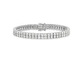 Cheryl M 925 Sterling Silver Rhodium Plated CZ Two Row Tennis Bracelet 7.5 Inches x 6.5 mm