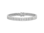 Cheryl M 925 Sterling Silver Rhodium Plated CZ Two Row Tennis Bracelet 7.5 Inches x 6.5 mm