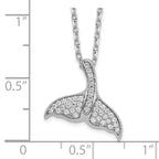 Cheryl M 925 Sterling Silver Rhod-pltd CZ Whale Tail with 2in ext Necklace 18 Inches x 16 mm