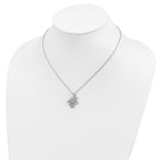 Cheryl M 925 Sterling Silver Cable CZ Turtles with 2in ext Necklace 18 Inches x 17 mm