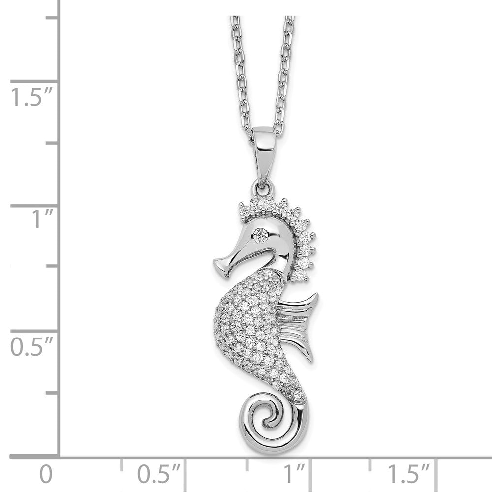 Cheryl M 925 Sterling Silver CZ Seahorse Necklace 18 Inches x 10 mm
