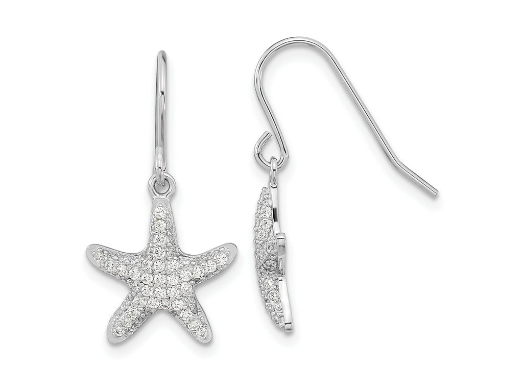 FJC Finejewelers 925 Sterling Silver CZ Starfish Dangle Earrings 25 mm x 13 mm