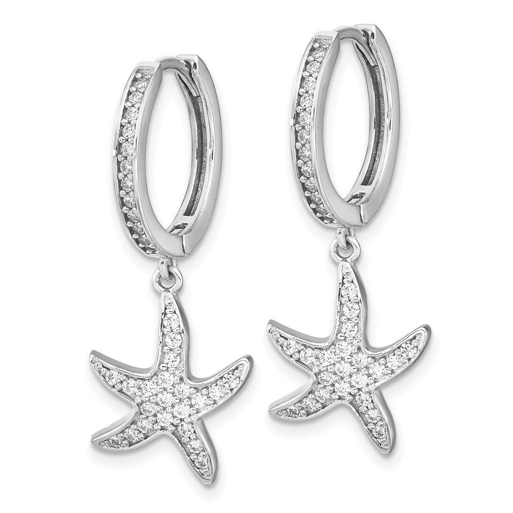 FJC Finejewelers 925 Sterling Silver CZ Starfish Hoop Dangle Earrings 28 mm x 11 mm