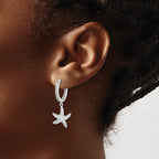 FJC Finejewelers 925 Sterling Silver CZ Starfish Hoop Dangle Earrings 28 mm x 11 mm