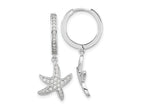 FJC Finejewelers 925 Sterling Silver CZ Starfish Hoop Dangle Earrings 28 mm x 11 mm