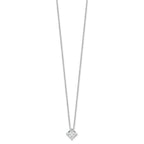 Cheryl M 925 Sterling Silver Cable Square CZ Necklace 18 Inches x 7 mm