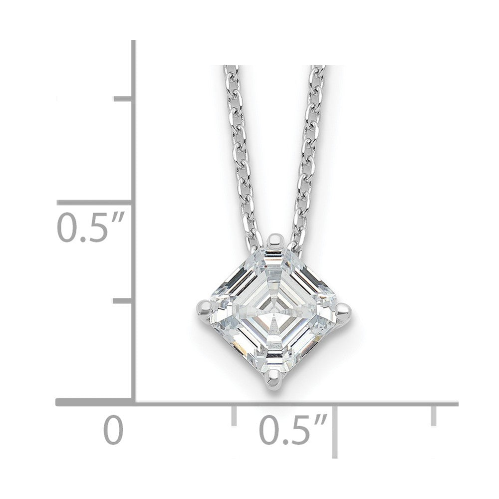 Cheryl M 925 Sterling Silver Cable Square CZ Necklace 18 Inches x 7 mm