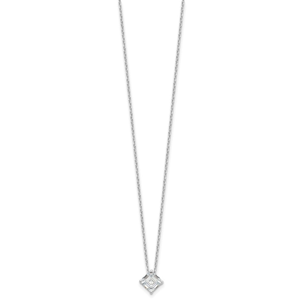 Cheryl M 925 Sterling Silver Cable Square CZ Necklace 18 Inches x 7 mm