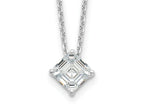 Cheryl M 925 Sterling Silver Cable Square CZ Necklace 18 Inches x 7 mm