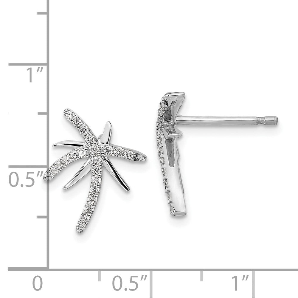 FJC Finejewelers 925 Sterling Silver Button CZ Palm Tree Post Earrings 15 mm x 12 mm