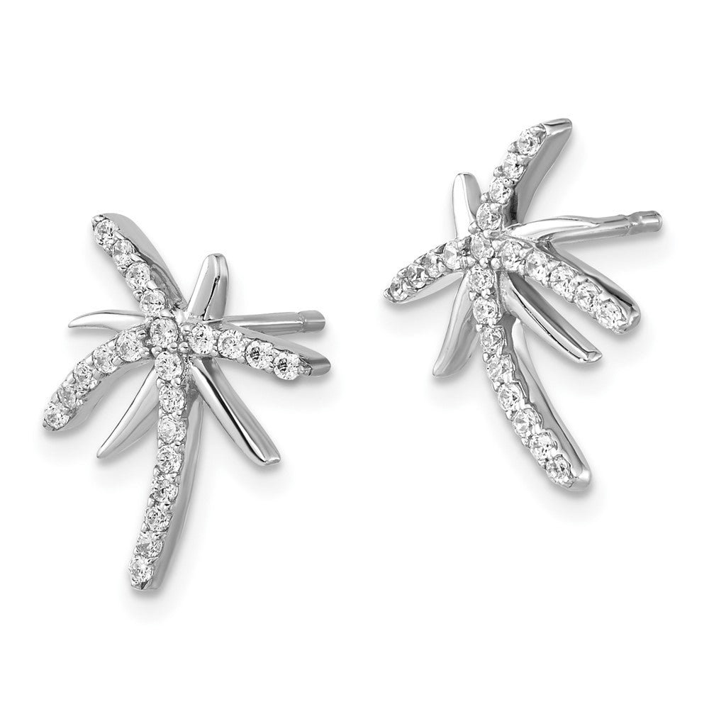 FJC Finejewelers 925 Sterling Silver Button CZ Palm Tree Post Earrings 15 mm x 12 mm