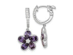 FJC Finejewelers 925 Sterling Silver Purple and White CZ Flower Hoop Dangle Earrings 27 mm x 13 mm