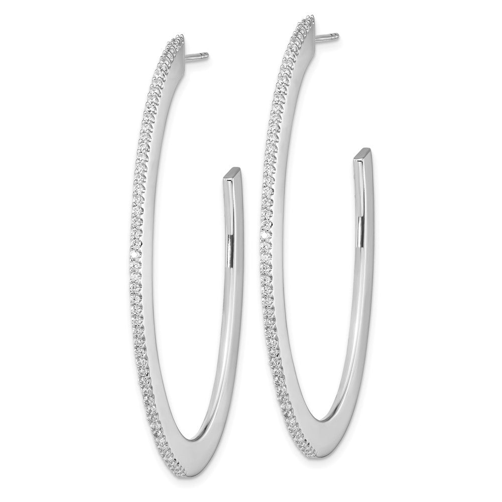 FJC Finejewelers 925 Sterling Silver CZ Oval Post J-Hoop Earrings 54 mm x 41 mm