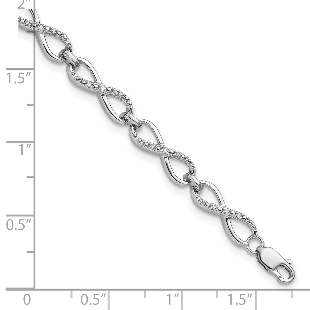 FJC Finejewelers 925 Sterling Silver Diamond Rhodium Plated Infinity Bracelet 7.5 Inches