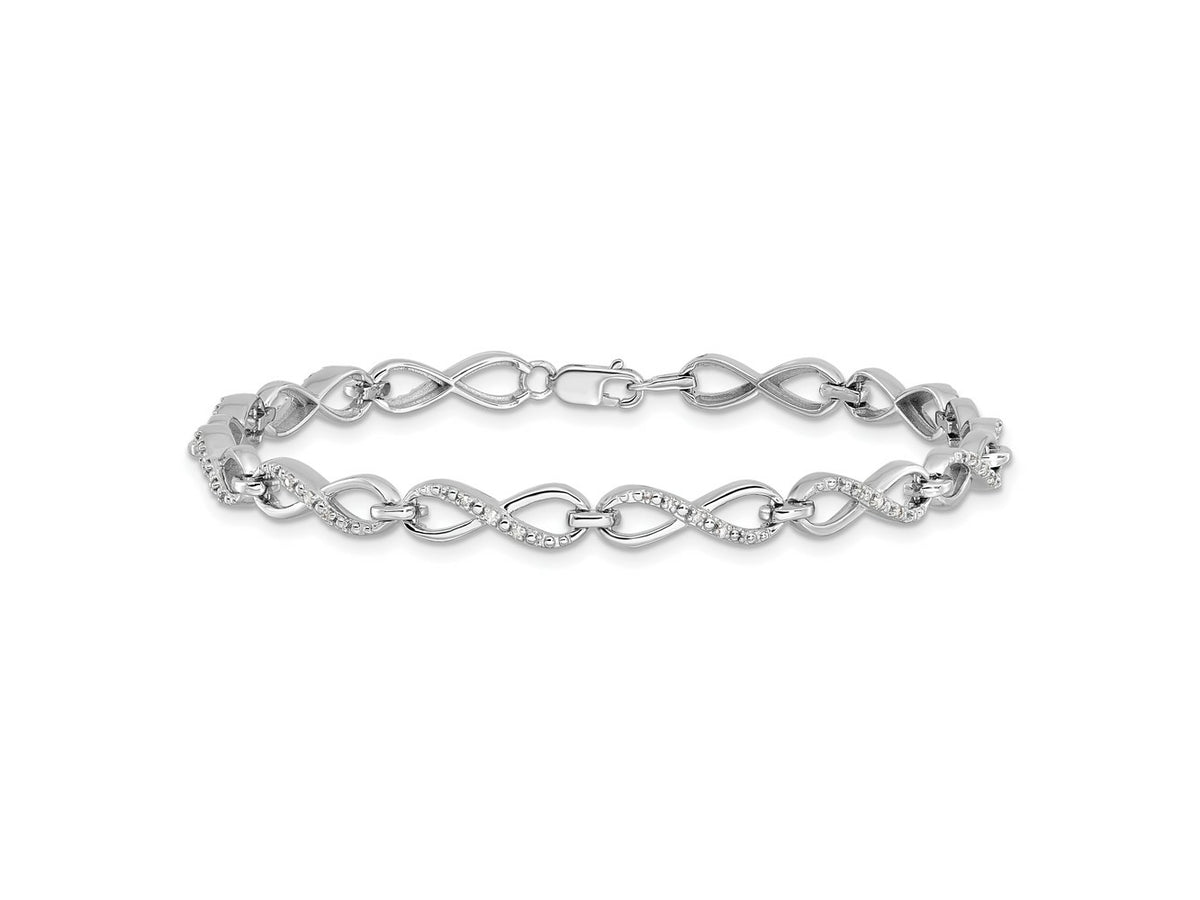 FJC Finejewelers 925 Sterling Silver Diamond Rhodium Plated Infinity Bracelet 7.5 Inches