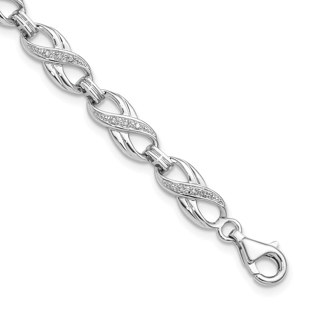 FJC Finejewelers 925 Sterling Silver Diamond Rhodium Plated Infinity Bracelet 7.5 Inches