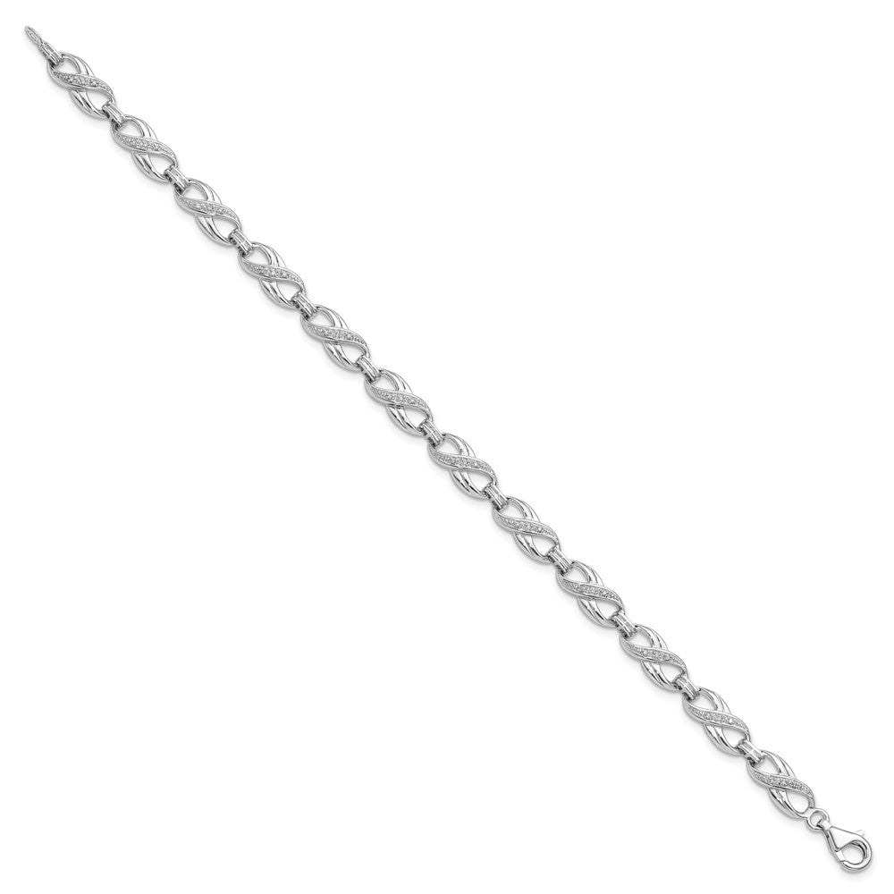 FJC Finejewelers 925 Sterling Silver Diamond Rhodium Plated Infinity Bracelet 7.5 Inches