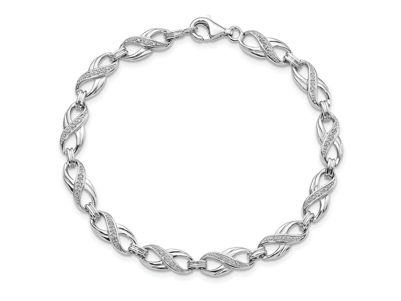 FJC Finejewelers 925 Sterling Silver Diamond Rhodium Plated Infinity Bracelet 7.5 Inches