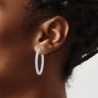 FJC Finejewelers 925 Sterling Silver CZ In and Out Oval Hoop Earrings 38 mm x 29 mm