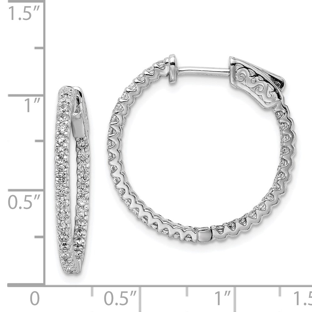 FJC Finejewelers 925 Sterling Silver CZ 66 Stone In and Out Hoop Earrings 27 mm x 28 mm