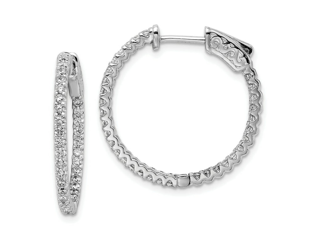 FJC Finejewelers 925 Sterling Silver CZ 66 Stone In and Out Hoop Earrings 27 mm x 28 mm