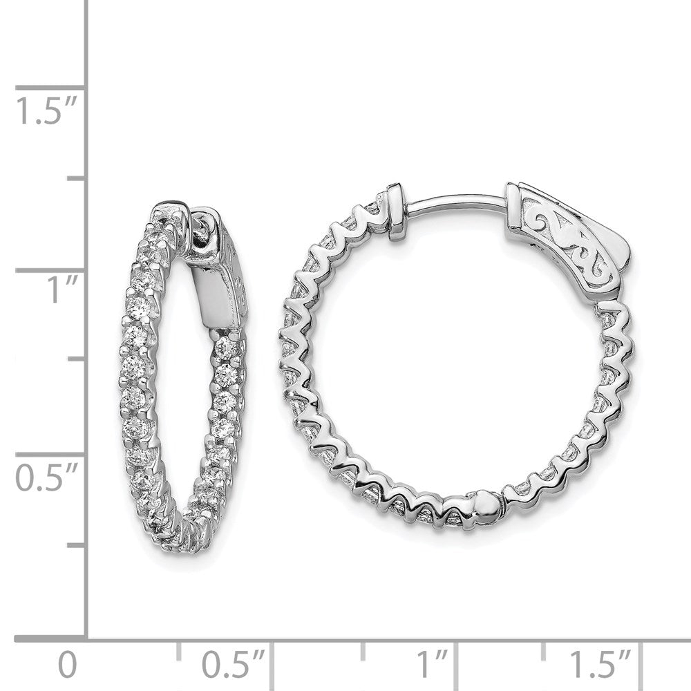 FJC Finejewelers 925 Sterling Silver CZ 48 Stone In and Out Hoop Earrings 24 mm x 25 mm