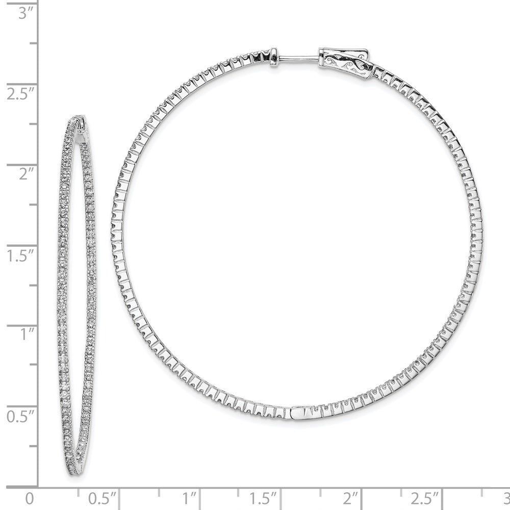 FJC Finejewelers 925 Sterling Silver CZ 194 Stones In and Out Round Hoop Earrings 59 mm x 59 mm