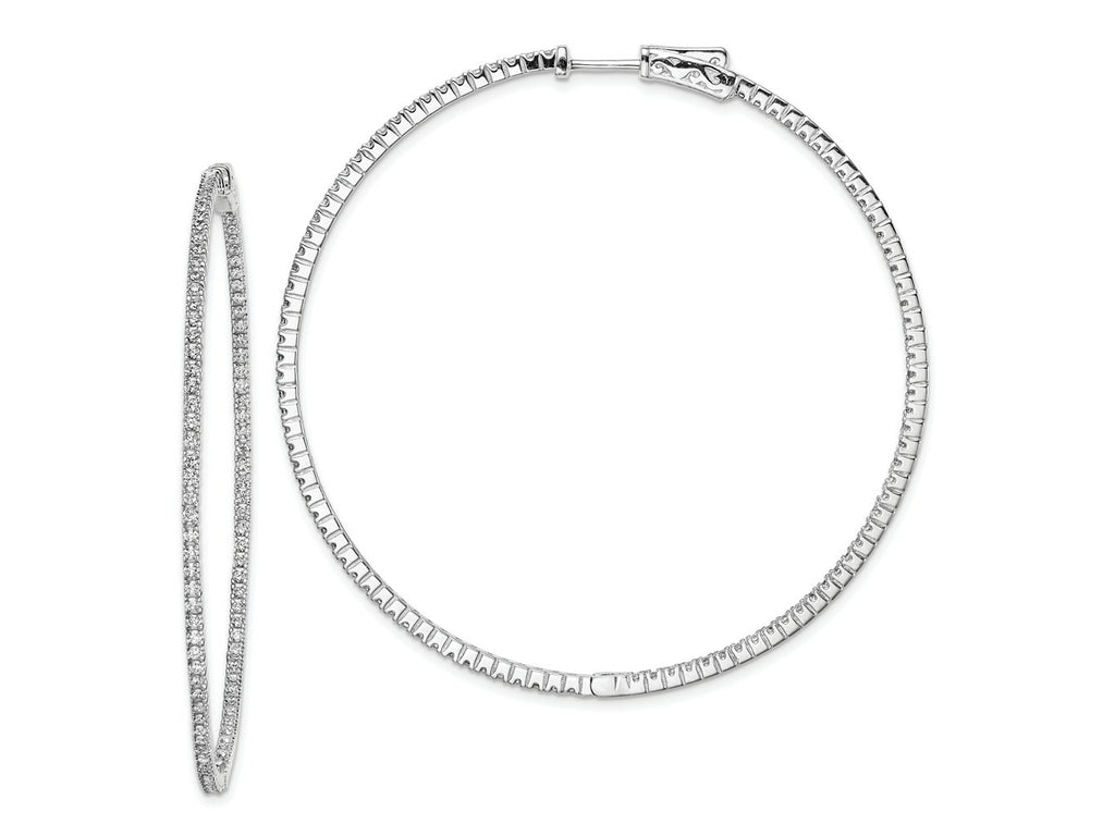 FJC Finejewelers 925 Sterling Silver CZ 194 Stones In and Out Round Hoop Earrings 59 mm x 59 mm