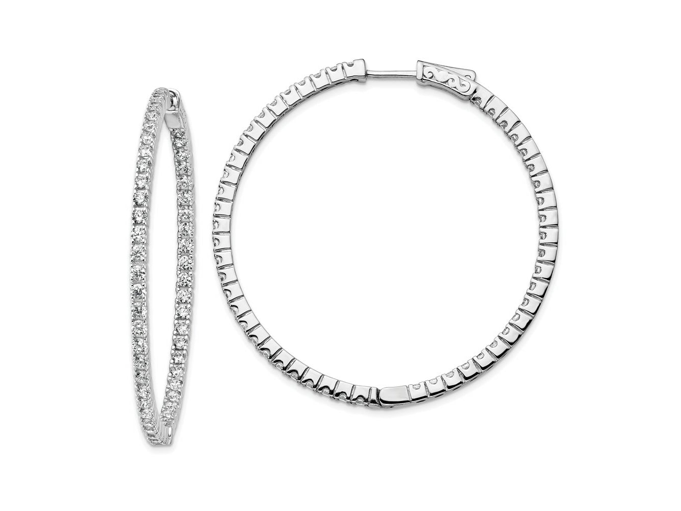 FJC Finejewelers 925 Sterling Silver Rhodium Plated CZ In and Out Hoop Earrings 48 mm x 50 mm