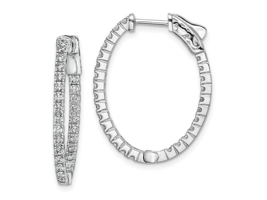 FJC Finejewelers 925 Sterling Silver Rhodium Plated CZ In and Out Oval Hoop Earrings 31 mm x 25 mm