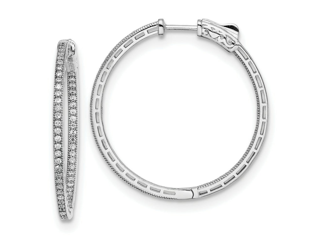 FJC Finejewelers 925 Sterling Silver Rhodium Plated CZ In and Out Hoop Earrings 38 mm x 38 mm