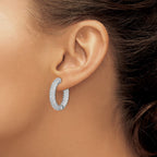 FJC Finejewelers 925 Sterling Silver Rhodium Plated Pavé CZ In and Out Hoop Earrings 30 mm x 31 mm