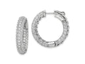FJC Finejewelers 925 Sterling Silver Rhodium Plated Pavé CZ In and Out Hoop Earrings 30 mm x 31 mm