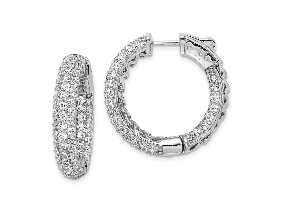 FJC Finejewelers 925 Sterling Silver Rhodium Plated Pavé CZ In and Out Hoop Earrings 30 mm x 31 mm
